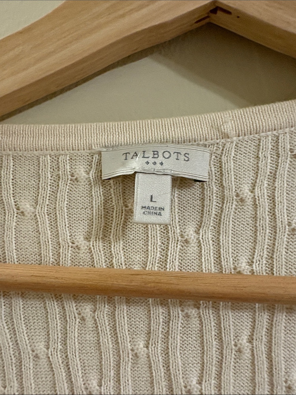 Talbots Cream Cable Knit Button-Front Cardigan - Picture 2 of 3